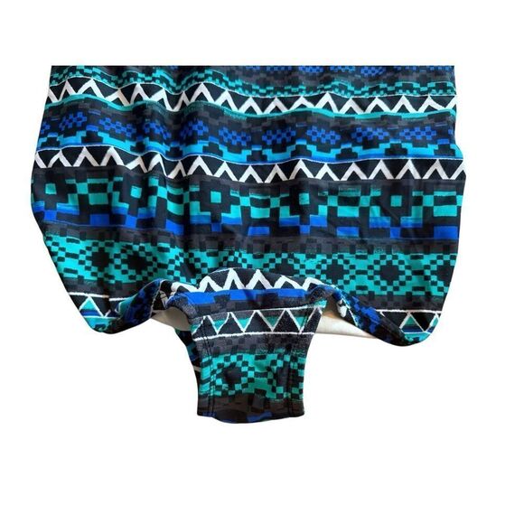 Merona Geometric Print Green Blue Black Halter One Piece Padded Swimsuit Large - Picture 10 of 15